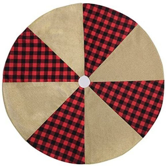 Meriwoods Christmas Tree Skirt 48 Inch Large Burlap Buffalo Plaid Tree Collar... - Picture 2 of 6